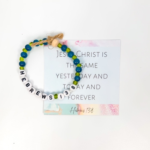 Bible Verse Beaded Bracelet - Handmade - NEW - Hebrews 13:38 - Picture 1 of 2